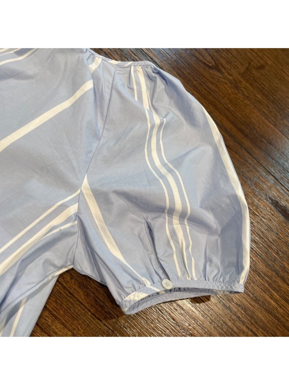 NWT Flawed J.Crew Puff-Sleeve Mini Dress XXS Blue Striped Cotton Popover Poplin - Picture 10 of 14